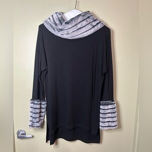 Soft Surroundings Black Sweater with Gray Accents